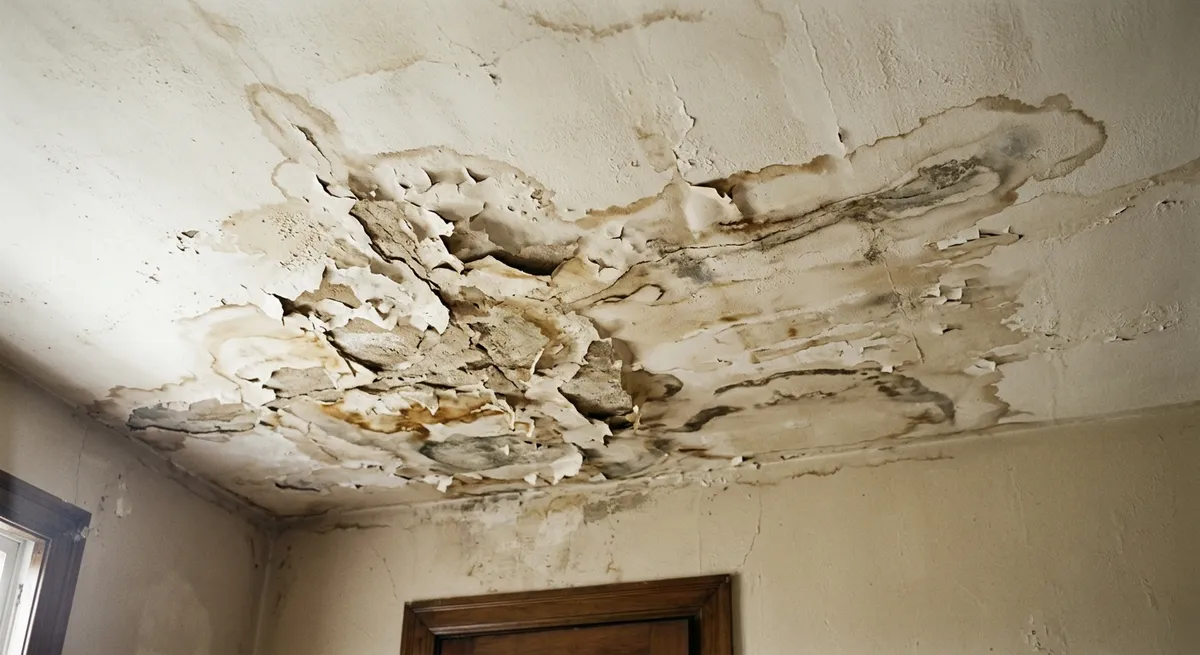 Plafond taché par une infiltration d'eau
