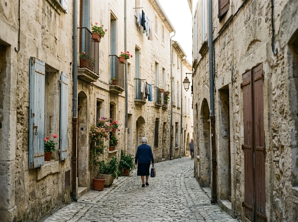 Façades nîmoises en pierre, ruelle de l'Écusson