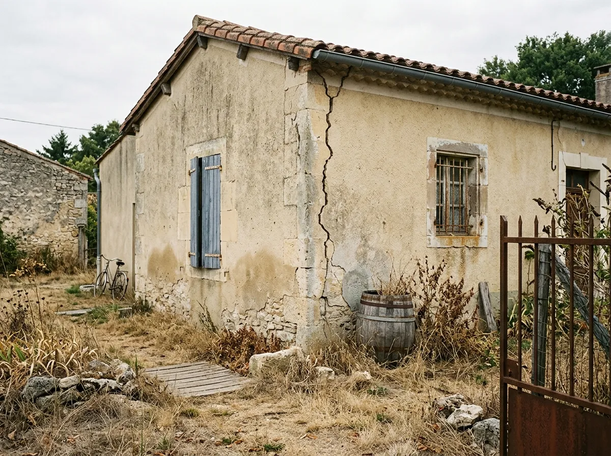 Fissure en escalier sur la façade d'une maison individuelle